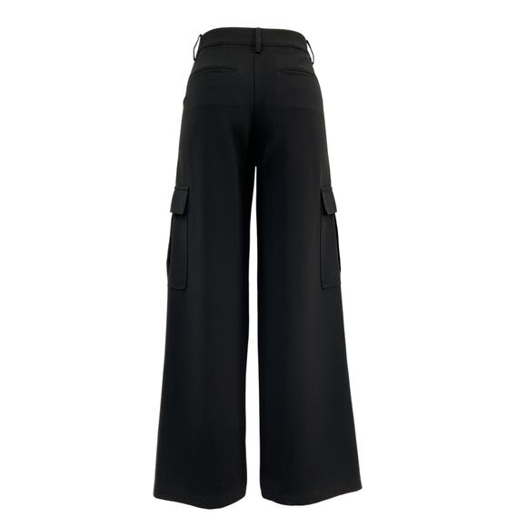 Theory Wide-Leg Black Triacetate Cargo Pant Size 4 - Picture 3 of 5